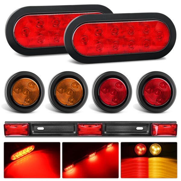 14005 RE -SS REAR LIGHT BARS-2 PIECE W/6 RED ECONOMY LIGHTS-2.5¨ BOL