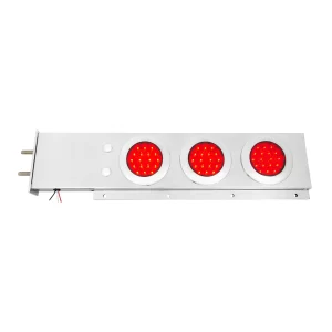 14008 R - SS REAR LIGHT BARS-2 PIECE W/6 RED SPUDER RECTANGULAR LIGHTS-2.5¨ BOLT SPACING