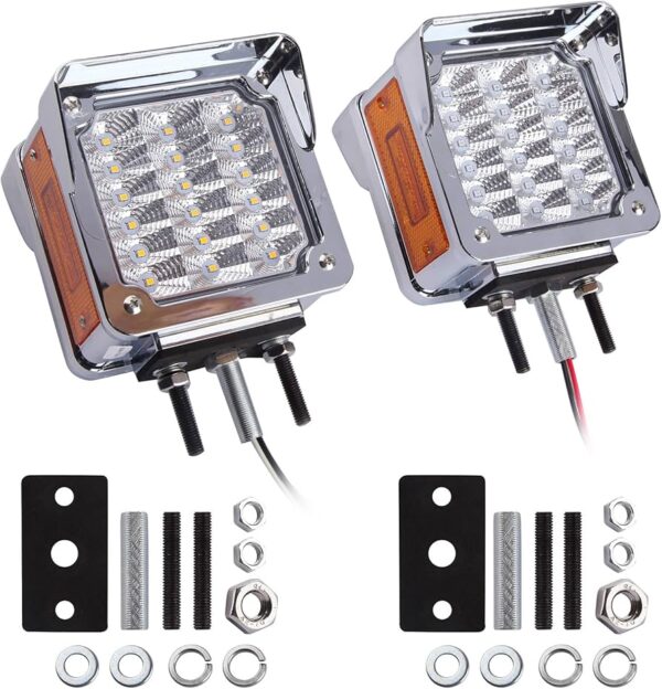 77112CAR LED DOUBLE FACE LIGHT TURN SIGNAL LIGHT WITH 21 LED CLEAR LENS