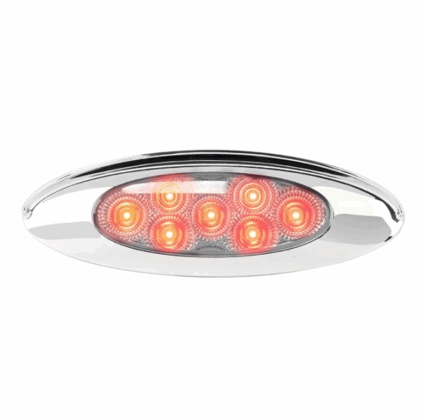 7766CR CLEAR RED OVAL SPYDER FLAT LENS LIGHT WITH 12 SUPER LED AND RELECTOR