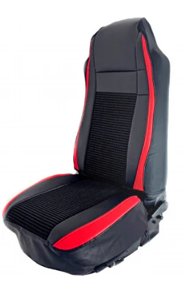 SC-1001R LEATHER AND CLOTHR BLK W/RED TRIM SEAT COVER