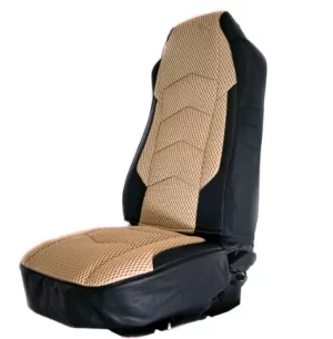 SC-1002T CLOTH MIDDLE WITH LEATHER SURROUND TRIM TAN AND BLK SEAT COVER