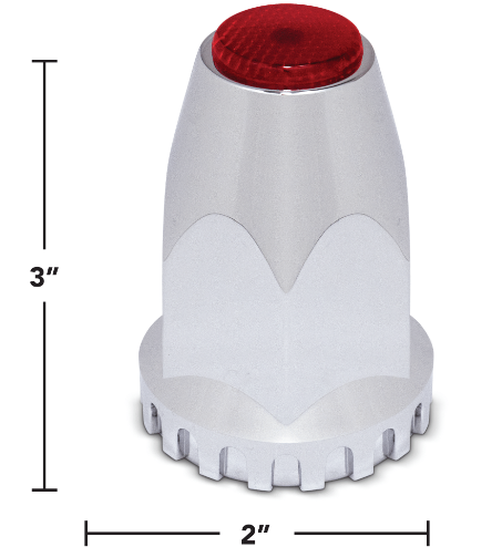 11175R CH LUG NUT COVER W/RED REFLECTOR THREAD ON