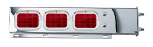 14008 R - SS REAR LIGHT BARS-2 PIECE W/6 RED SPUDER RECTANGULAR LIGHTS-2.5¨ BOLT SPACING