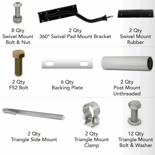 360HFMK- HALF FENDER 360 SWIVEL PAD MOUNT BRACKET UNIVERSAL FIT INCLUDING ALL NEEDED HARDWARE