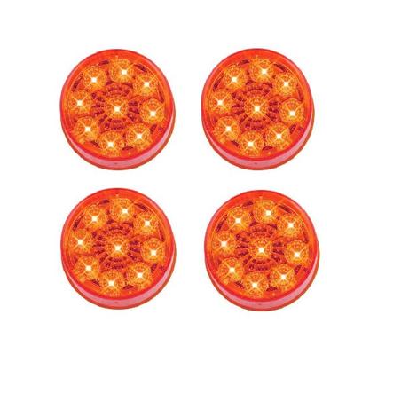 7740R-4 2" RED 9-LED LT W/DMND REFLECTORS 4 PK