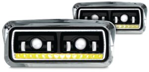 77912BLKD - UNIVERSAL LED PROJECTOR HEADLIGHT ASSEMBLY BLACK WITH HALO & HOUSING BUCKET (DRIVER)