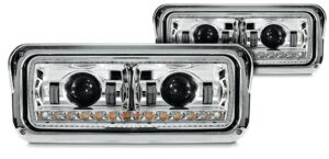 77912CHD - UNIVERSAL LED PROJECTOR HEADLIGHT ASSEMBLY CHROME WITH HALO & HOUSING BUCKET (DRIVER)