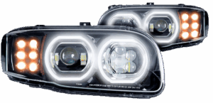 77917BLKD - PETERBILT 388/389 LED HEADLIGHT BLACK W/HALO (DRIVER)