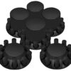 11217 FLAT AXLE COVER COMBO KITW/ 33mm CYLINDER THREADED LUG NUT COVERS-MATTE BLK