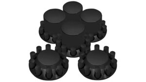 11217 FLAT AXLE COVER COMBO KITW/ 33mm CYLINDER THREADED LUG NUT COVERS-MATTE BLK