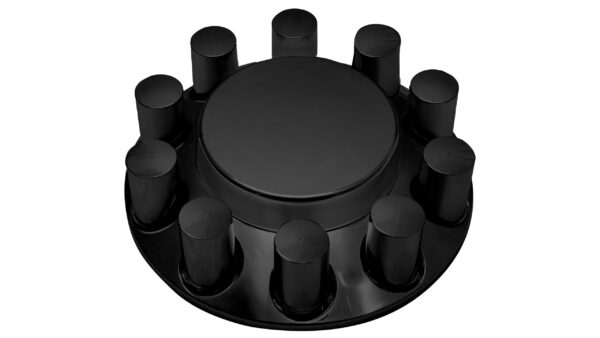 11217 FLAT AXLE COVER COMBO KITW/ 33mm CYLINDER THREADED LUG NUT COVERS-MATTE BLK