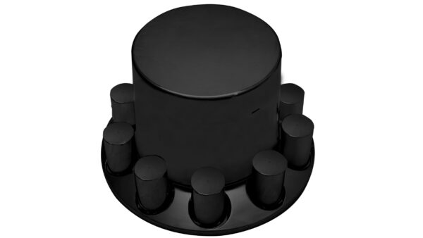 11217 FLAT AXLE COVER COMBO KITW/ 33mm CYLINDER THREADED LUG NUT COVERS-MATTE BLK