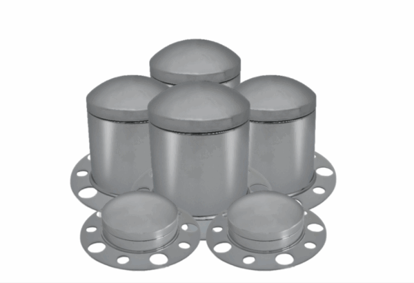 11218-6 ROUND CHROME METAL AXLE COVER COMBO KIT